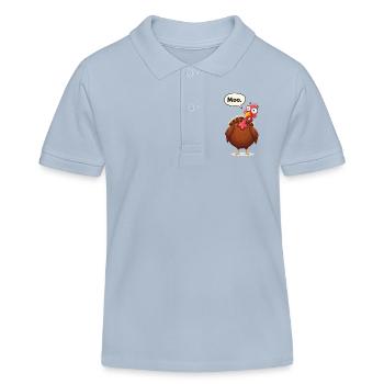 Moo Cartoon Turkey - Kids Organic Polo Shirt by Stanley/Stella - sky blue - Front