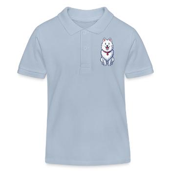 Happy Grinning Samoyed - Kids Organic Polo Shirt by Stanley/Stella - sky blue - Front
