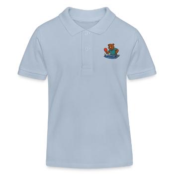 Table tennis bear - Kids Organic Polo Shirt by Stanley/Stella - sky blue - Front