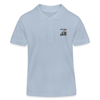 Happy Easter Bunny Motorcycle Cool Biker Easter Bunny - Kids Organic Polo Shirt by Stanley/Stella - sky blue - Front