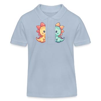 Dinosaure Stégosaure Couple Amoureux Saint Valentin - Polo enfant bio Stanley/Stella - bleu ciel - Devant