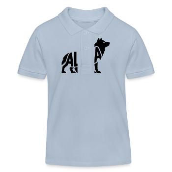 Alpha - Logo de loup motivant - Polo enfant bio Stanley/Stella - bleu ciel - Devant
