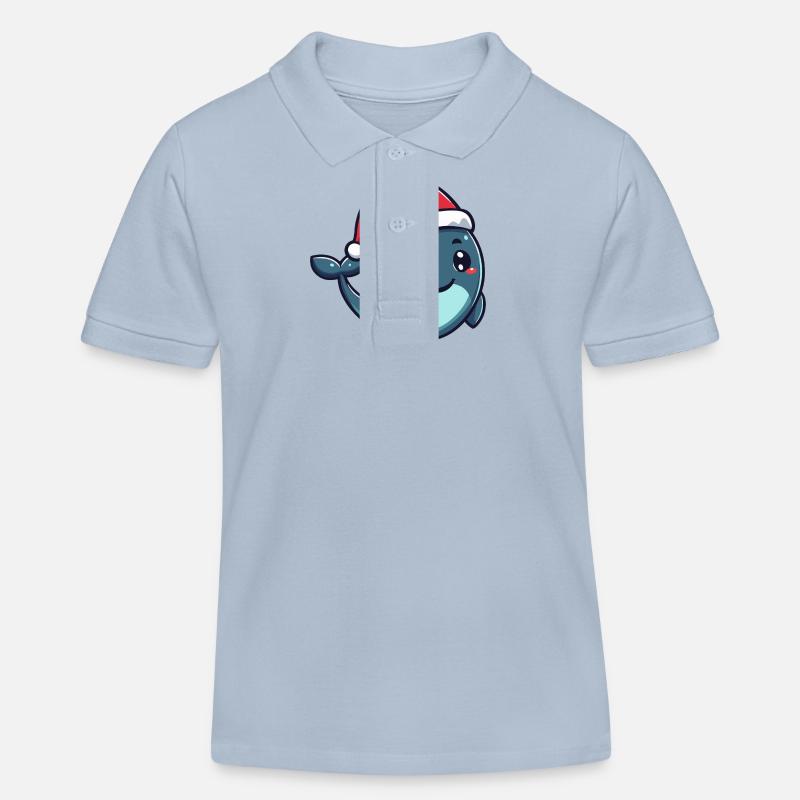 Baleine Noël Noël - Polo enfant bio Stanley/Stella - bleu ciel