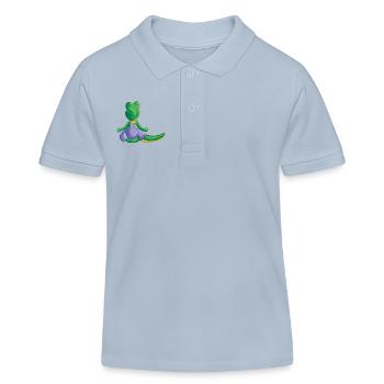 Crocodile méditant - Polo enfant bio Stanley/Stella - bleu ciel - Devant