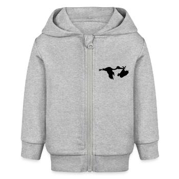 Storch mit Baby - Baby Organic Kapuzenjacke Baby Connector von Stanley/Stella - Grau meliert - Vorne