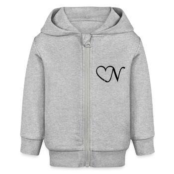 Heart letter N - Baby Organic Zip-up Hoodie by Stanley/Stella - heather grey - Front