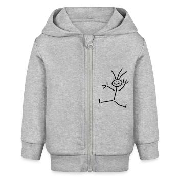maennchen__winken_1c - Baby Organic Kapuzenjacke Baby Connector von Stanley/Stella - Grau meliert - Vorne