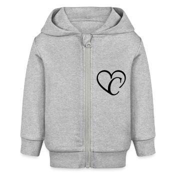 Herz Buchstabe c - Baby Organic Kapuzenjacke Baby Connector von Stanley/Stella - Grau meliert - Vorne