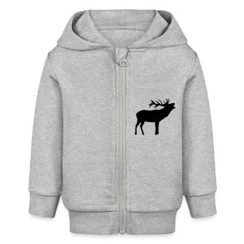 Hirsch Form Kontur - Baby Organic Kapuzenjacke Baby Connector von Stanley/Stella - Grau meliert - Vorne