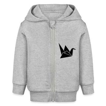 origami crane - Veste à capuche bébé bio Stanley/Stella - gris chiné - Devant