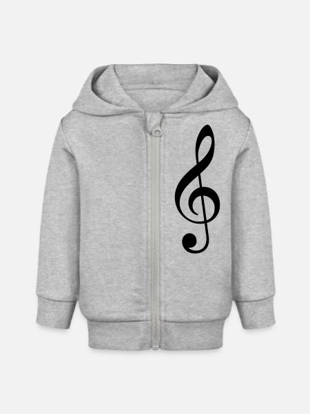 Notenschlüssel - Baby Organic Kapuzenjacke Baby Connector von Stanley/Stella - Grau meliert