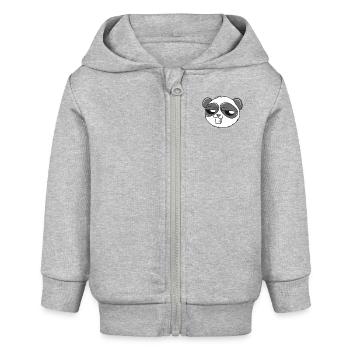 panda - Baby Organic Zip-up Hoodie by Stanley/Stella - heather grey - Front