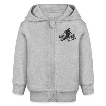 Born To Ski Skifahrer Skifahren Wintersport - Baby Organic Kapuzenjacke Baby Connector von Stanley/Stella - Grau meliert - Vorne