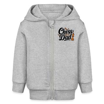 Chess Dad Schach Spruch Zitat - Baby Organic Kapuzenjacke Baby Connector von Stanley/Stella - Grau meliert - Vorne