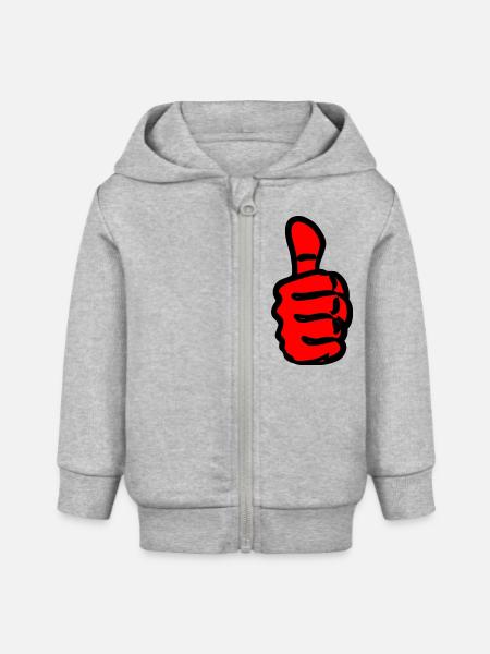Groß Thumbs-Up - Baby Organic Kapuzenjacke Baby Connector von Stanley/Stella - Grau meliert