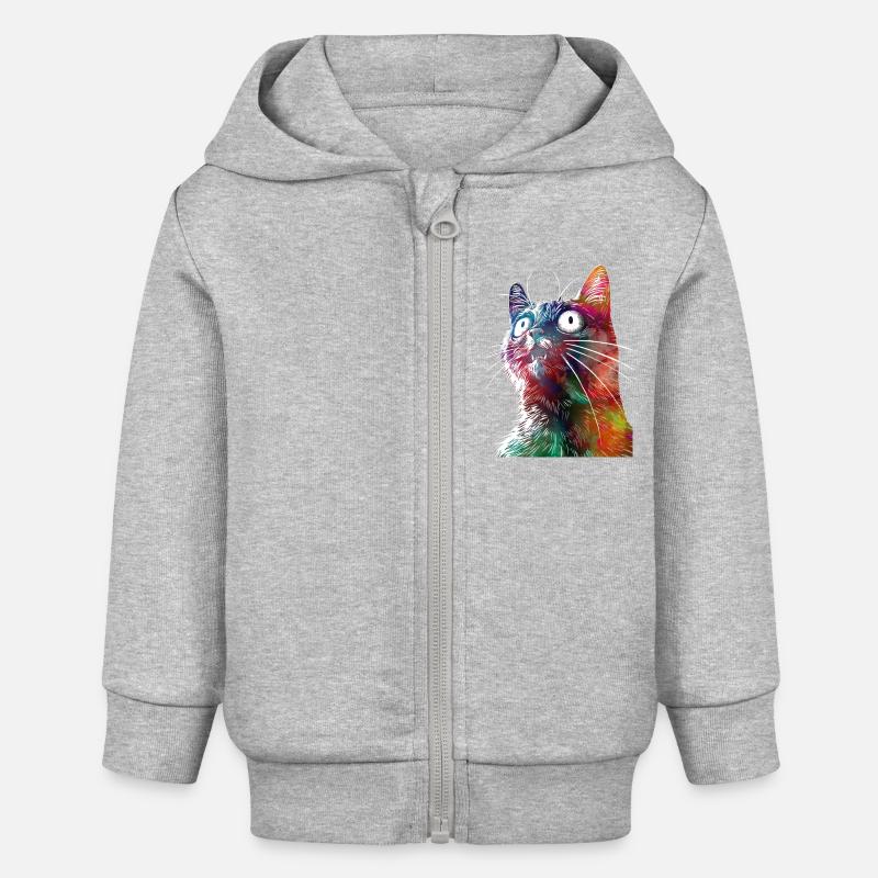 Drôle de cat2 - Veste à capuche bébé bio Stanley/Stella - gris chiné