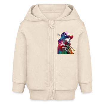 Pêche, sport, art, #fishing - Veste à capuche bébé bio Stanley/Stella - écru doux - Devant