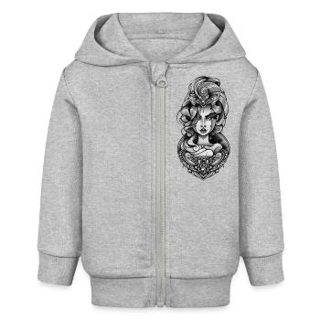 Dunkle Prinzessin - Baby Organic Kapuzenjacke Baby Connector von Stanley/Stella - Grau meliert - Vorne