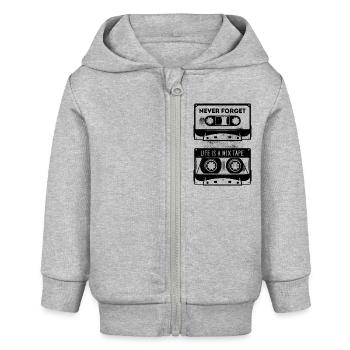 Cassette N’oublie jamais - Veste à capuche bébé bio Stanley/Stella - gris chiné - Devant