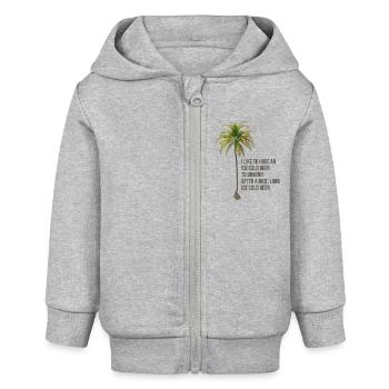Citation de palmier - Veste à capuche bébé bio Stanley/Stella - gris chiné - Devant