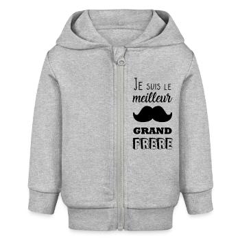 Grand frére - Veste à capuche bébé bio Stanley/Stella - gris chiné - Devant
