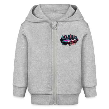 Retro Synthwave Sports Car - Baby Organic Zip-up Hoodie by Stanley/Stella - heather grey - Front