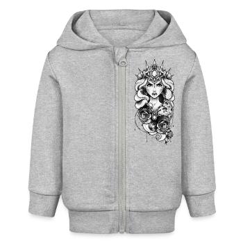 Griff des Frosts - Baby Organic Kapuzenjacke Baby Connector von Stanley/Stella - Grau meliert - Vorne