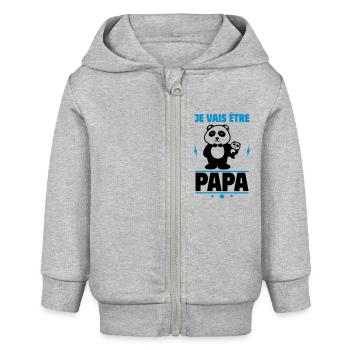 Je vais être papa, futur papa,bientôt père - Veste à capuche bébé bio Stanley/Stella - gris chiné - Devant