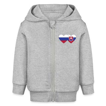 Russland Slowakei Flagge Herz - Baby Organic Kapuzenjacke Baby Connector von Stanley/Stella - Grau meliert - Vorne