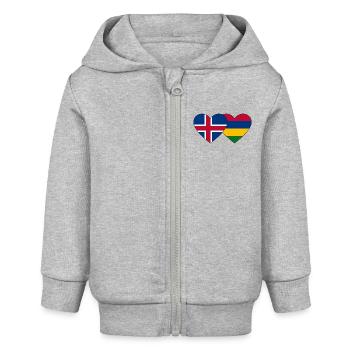 Iceland Mauritius Flag Heart - Baby Organic Zip-up Hoodie by Stanley/Stella - heather grey - Front