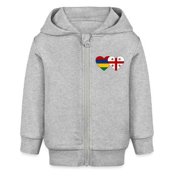 Mauritius Georgia Flag Heart - Baby Organic Zip-up Hoodie by Stanley/Stella - heather grey - Front