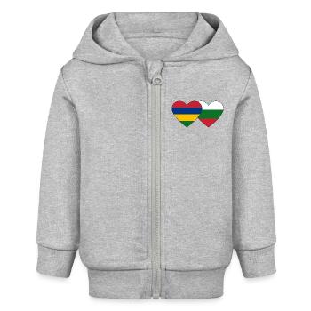 Mauritius Bulgaria Flag Heart - Baby Organic Zip-up Hoodie by Stanley/Stella - heather grey - Front