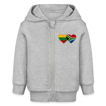 Litauen Südafrika Flagge Herz - Baby Organic Kapuzenjacke Baby Connector von Stanley/Stella - Grau meliert - Vorne