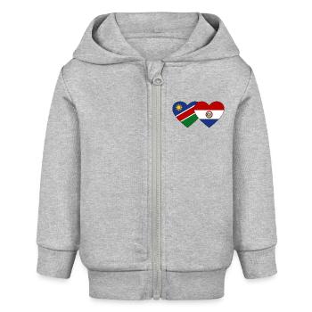 Namibia Dominican Republic Flag Heart - Baby Organic Zip-up Hoodie by Stanley/Stella - heather grey - Front