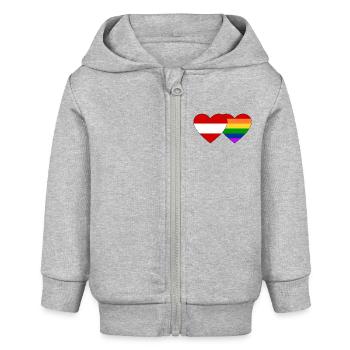 Austria Rainbow Flag - Baby Organic Zip-up Hoodie by Stanley/Stella - heather grey - Front