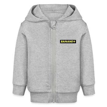 BANANE PLUS (cuisine, télévision, amour) - Veste à capuche bébé bio Stanley/Stella - gris chiné - Devant
