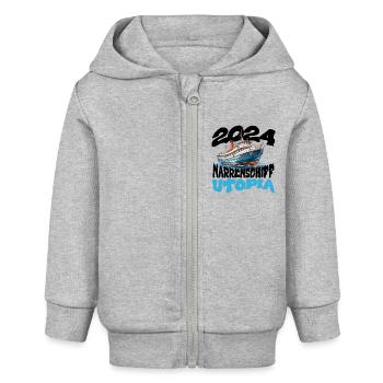 Ship of Fools Utopia, Franz Josef Strauss - Baby Organic Zip-up Hoodie by Stanley/Stella - heather grey - Front