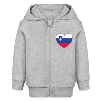 Slovenia Flag Heart - Baby Organic Zip-up Hoodie by Stanley/Stella - heather grey - Front