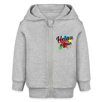 Helau, Fasching, Fasnacht, Fasnet - Baby Organic Kapuzenjacke Baby Connector von Stanley/Stella - Grau meliert - Vorne