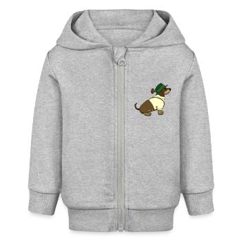 bayerischer Dackelbua - Baby Organic Kapuzenjacke Baby Connector von Stanley/Stella - Grau meliert - Vorne