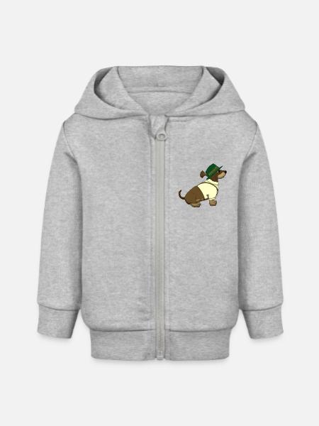 bayerischer Dackelbua - Baby Organic Kapuzenjacke Baby Connector von Stanley/Stella - Grau meliert
