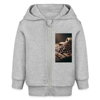Coffee beans - Baby Organic Zip-up Hoodie by Stanley/Stella - heather grey - Front