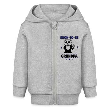 Bald Opa – Lustiges Panda-Motiv für werdende Opa - Baby Organic Kapuzenjacke Baby Connector von Stanley/Stella - Grau meliert - Vorne