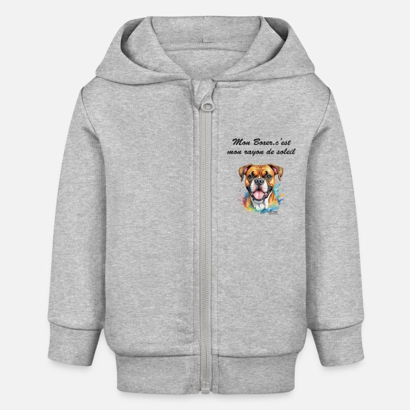 Boxer rayon de soleil - Veste à capuche bébé bio Stanley/Stella - gris chiné