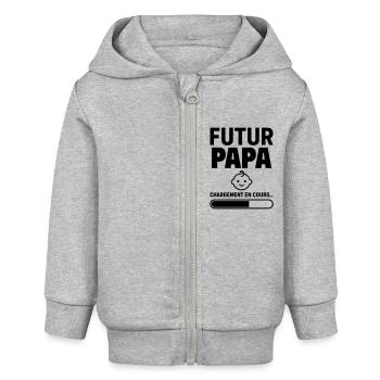 Annonce grossesse Futur papa Bientôt père - Veste à capuche bébé bio Stanley/Stella - gris chiné - Devant