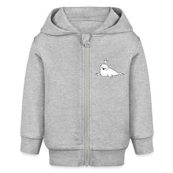 Sceau design avec couronne - Veste à capuche bébé bio Stanley/Stella - gris chiné - Devant