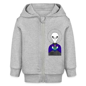 Galactic Explorer Alien - Baby Organic Kapuzenjacke Baby Connector von Stanley/Stella - Grau meliert - Vorne