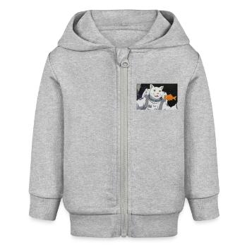 WELTRAUM KATZE - Baby Organic Kapuzenjacke Baby Connector von Stanley/Stella - Grau meliert - Vorne