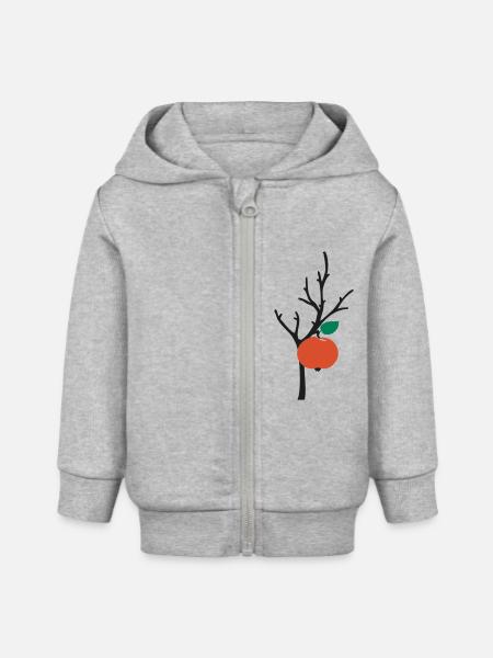 Apfelbaum apple tree - Baby Organic Kapuzenjacke Baby Connector von Stanley/Stella - Grau meliert