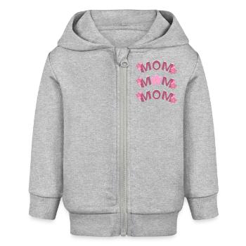 MOM mit Rosa Blumen, ein Dankeschön zum Muttertag. - Baby Organic Kapuzenjacke Baby Connector von Stanley/Stella - Grau meliert - Vorne